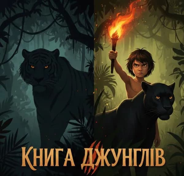 рекламний постер (плакат) про «Книгу джунглів» Р. Кіплінґа