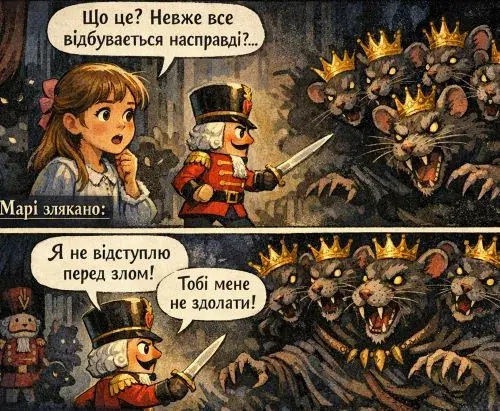 малюнок або комікс за одним із розділів казки Е.-Т.-А. Гофмана