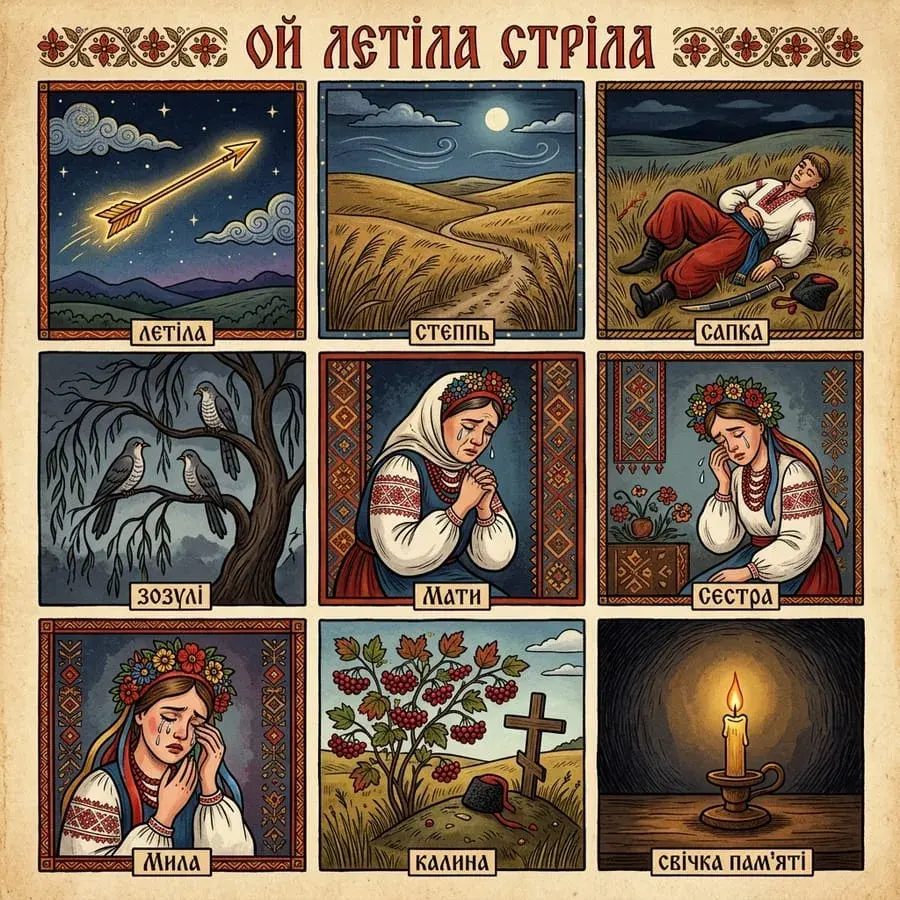 Кроссенс до балади «Ой летіла стріла»