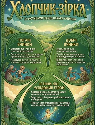 У вигляді зеленого трилисника конюшини (символу Ірландії) постер до образу Хлопчика-Зірки